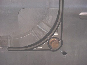Close-up van uitneembaar inzetstuk aan "A"-kant